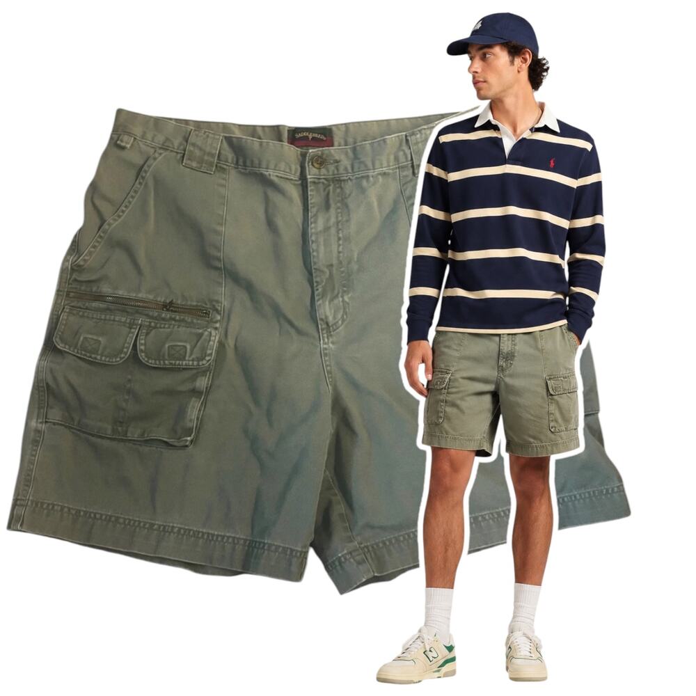 Saddlebred Mens Cargo Shorts Size 38 Army Green Carpenter Utility Pockets Canvas